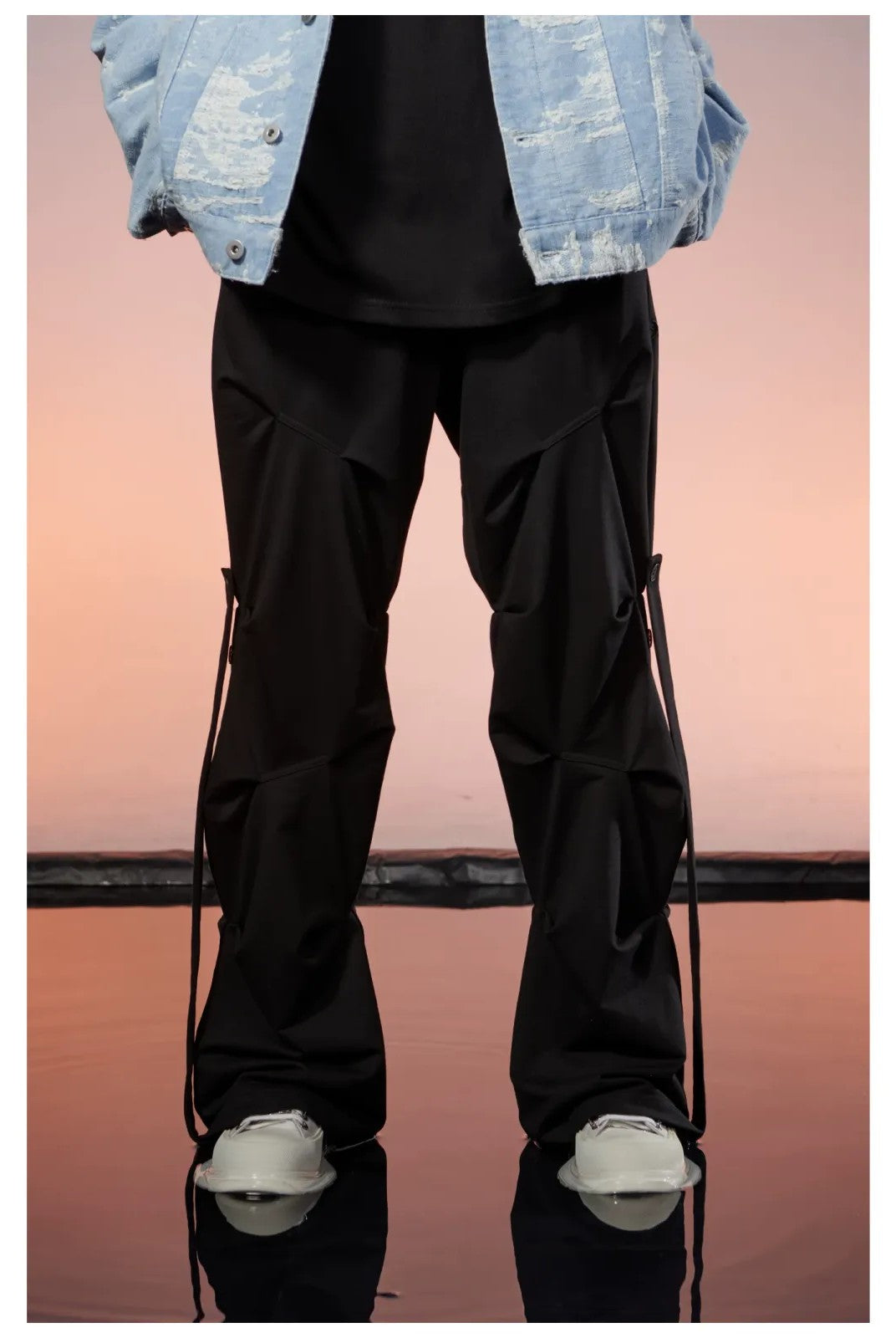 LOSTCTRL Ruched Panel Pants in Gray