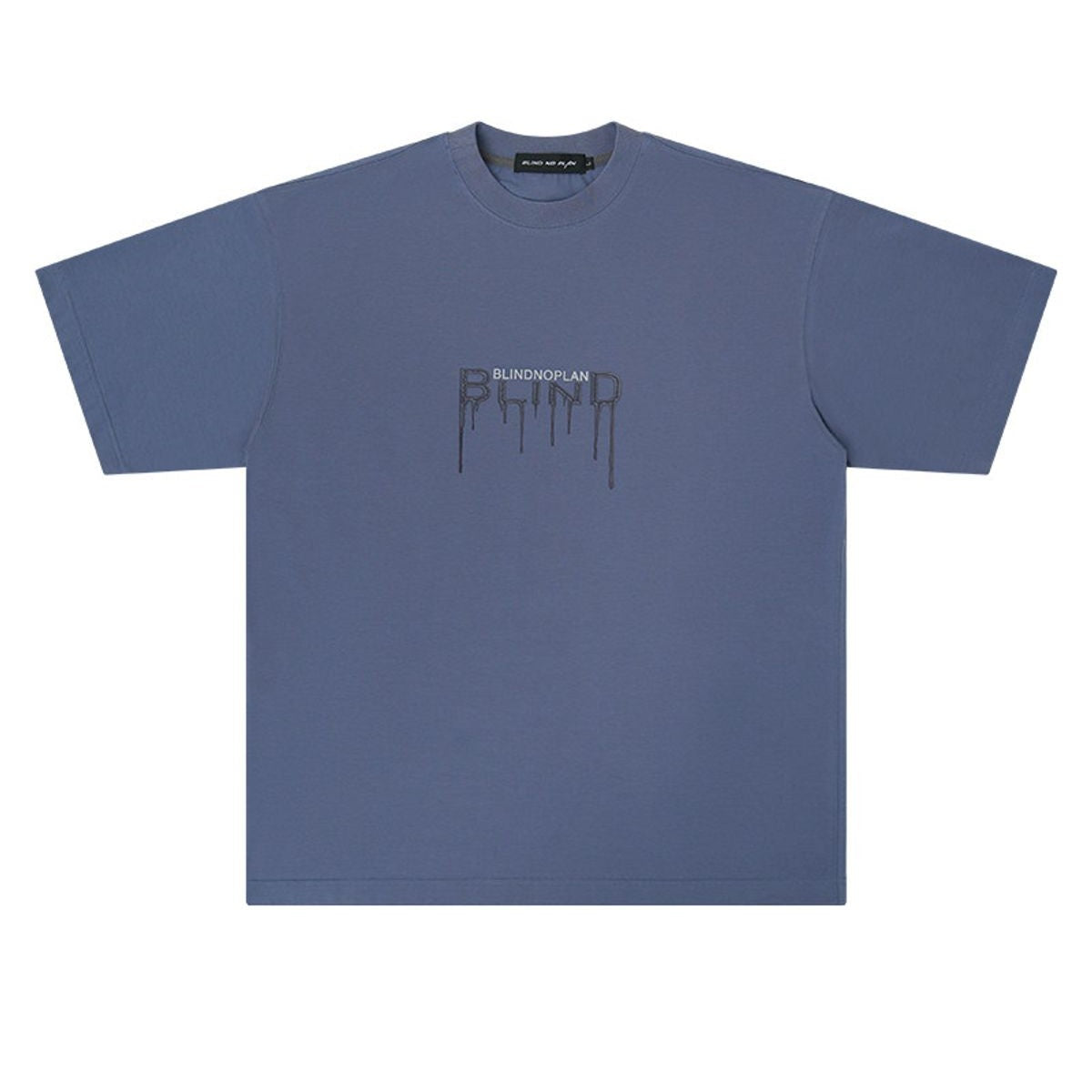 BLINDNOPLAN Cooling Fabric Paste Print T Shirt in Navy Blue