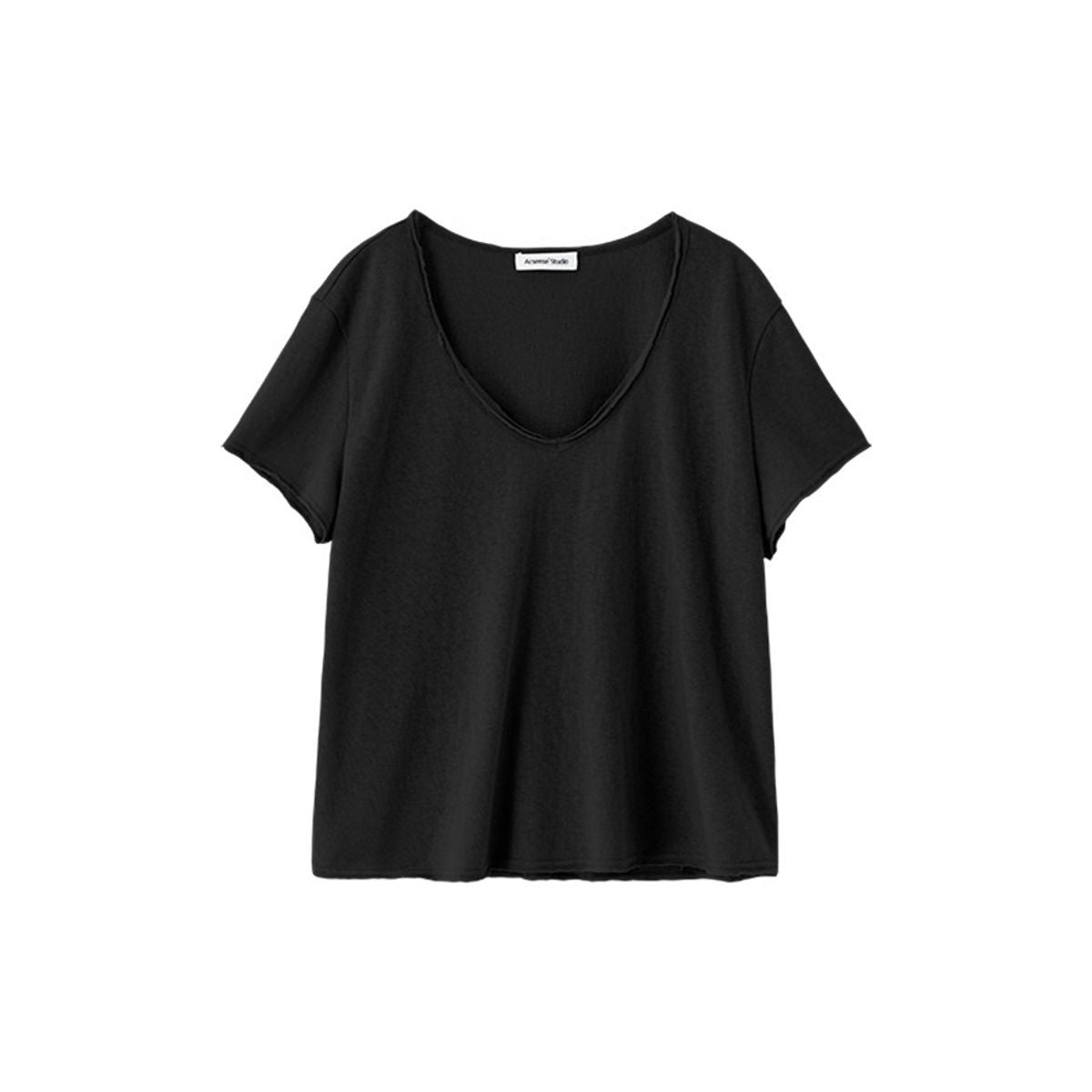 Acsense Studio Slub Silk Blend V Neck Tee in Black