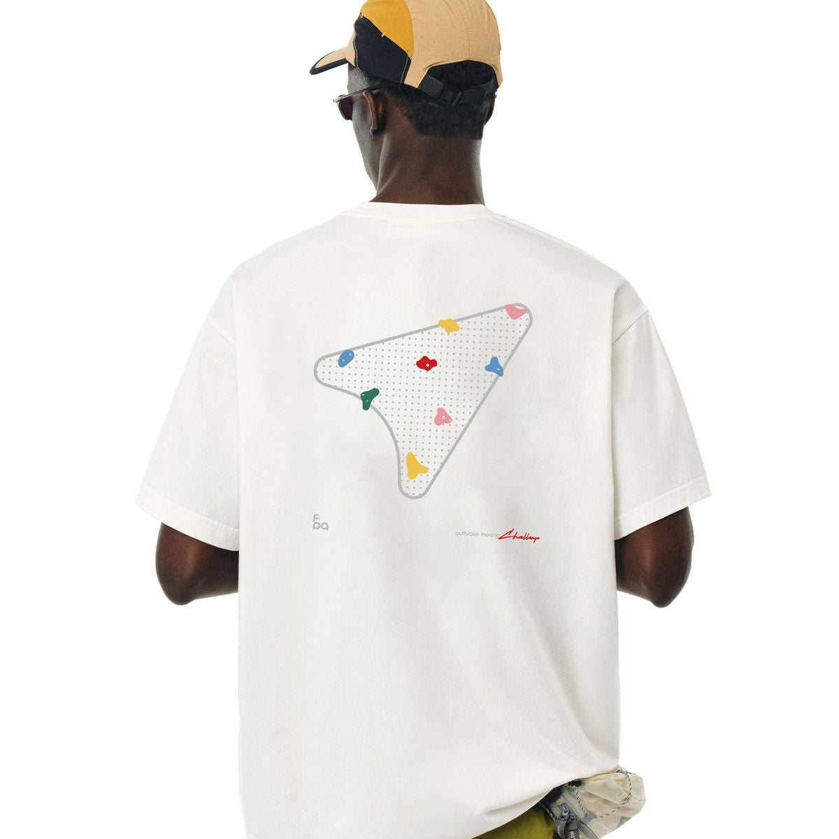 FPA Climbing Route Graphic T Shirt in White - On Model