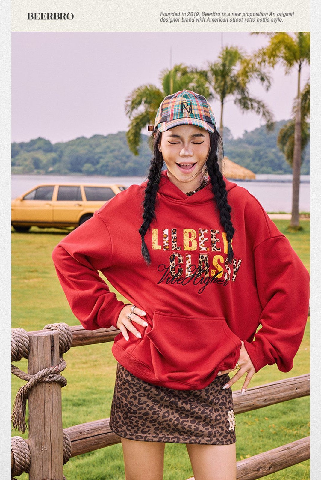 BeerBro Heavyweight Graphic Print Hoodie in White