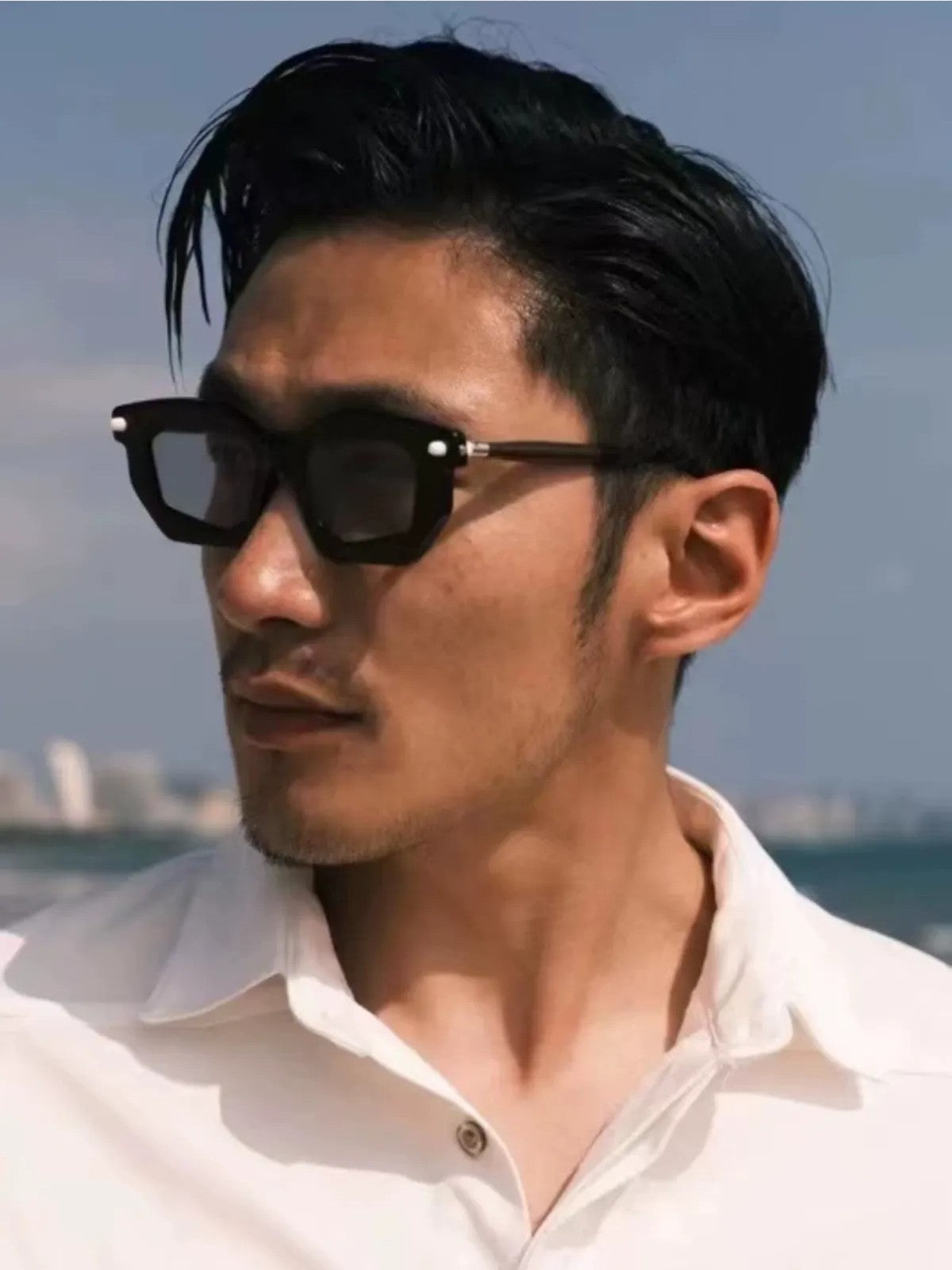 FUTURE UPDATE Geometric Acetate Sunglasses in White - Lifestyle