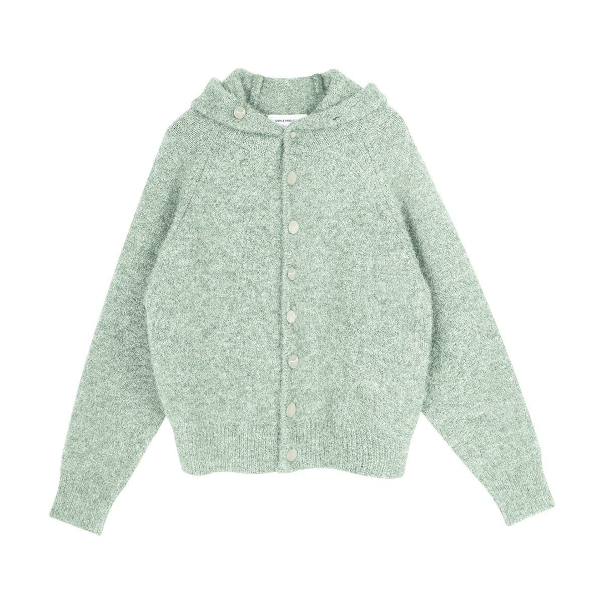Simple Project Wool Blend Hooded Cardigan in Mint