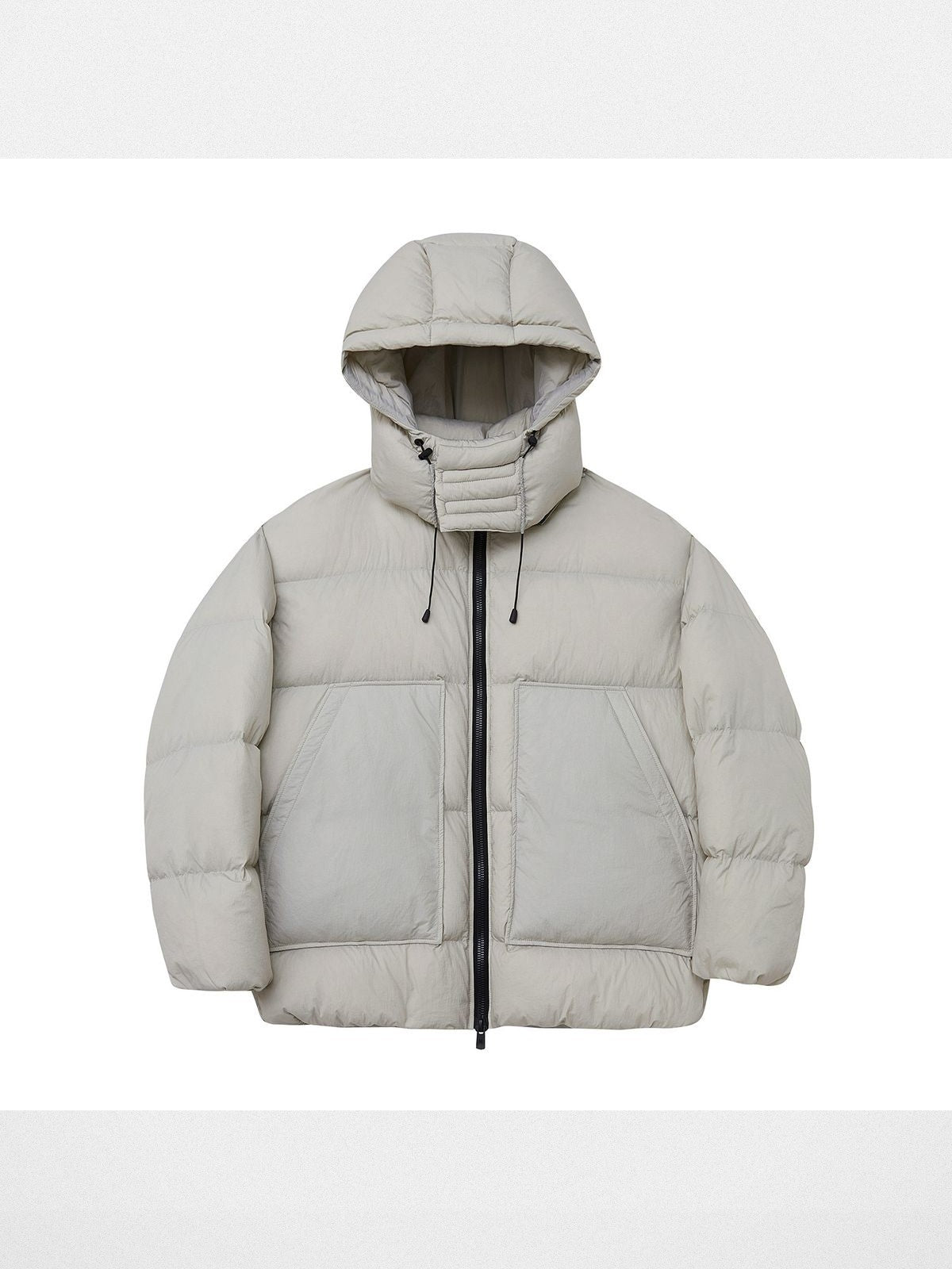 NANS Detachable Hood Crinkled Down Puffer in White
