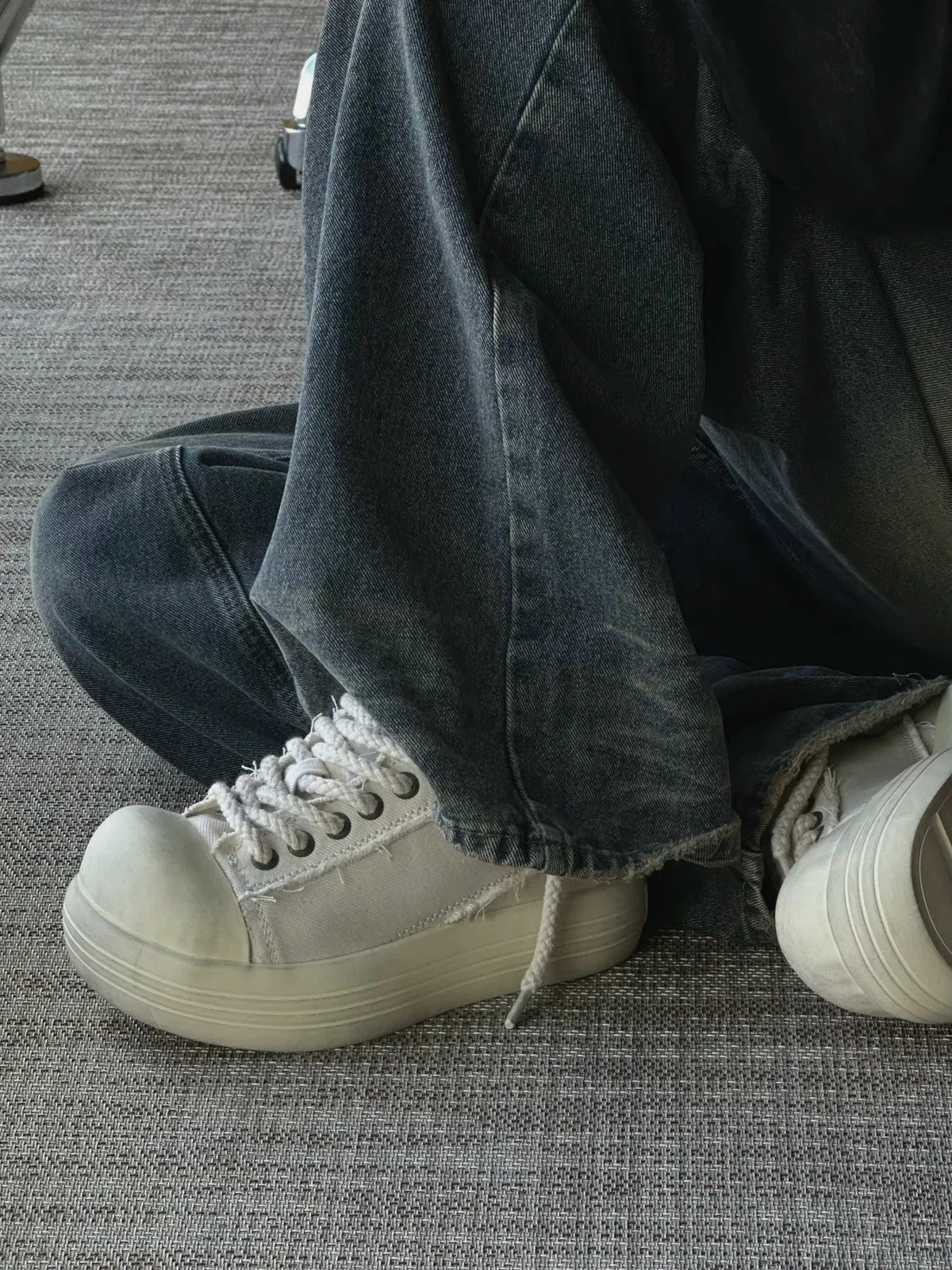 MASONPRINCE Distressed Canvas Platform Sneakers in Black #color_black