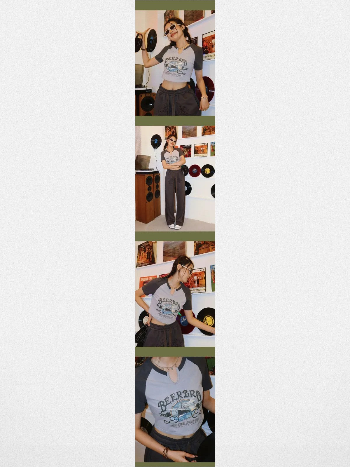 BeerBro Ocean Liner Split Neck Tee in Lavender - Lifestyle