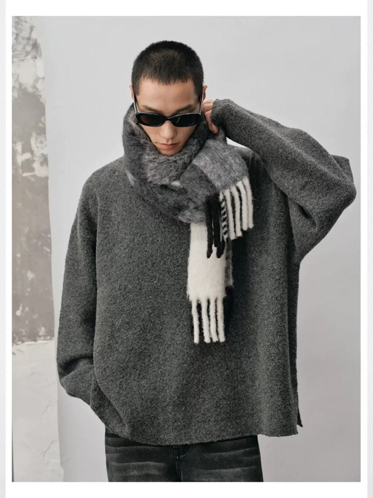NANS Heavyweight Boucl Wool Sweater in Gray