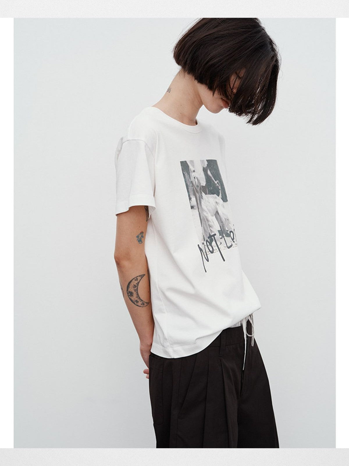 RandomPiece Dog Graphic Print T Shirt in White - On Model
