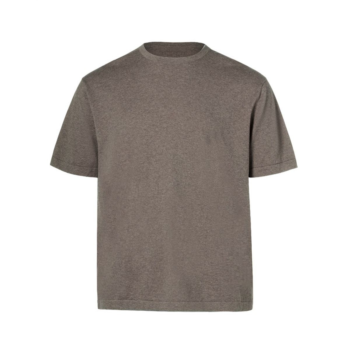 ROYA Cashmere Cotton Blend Knit T Shirt in Beige