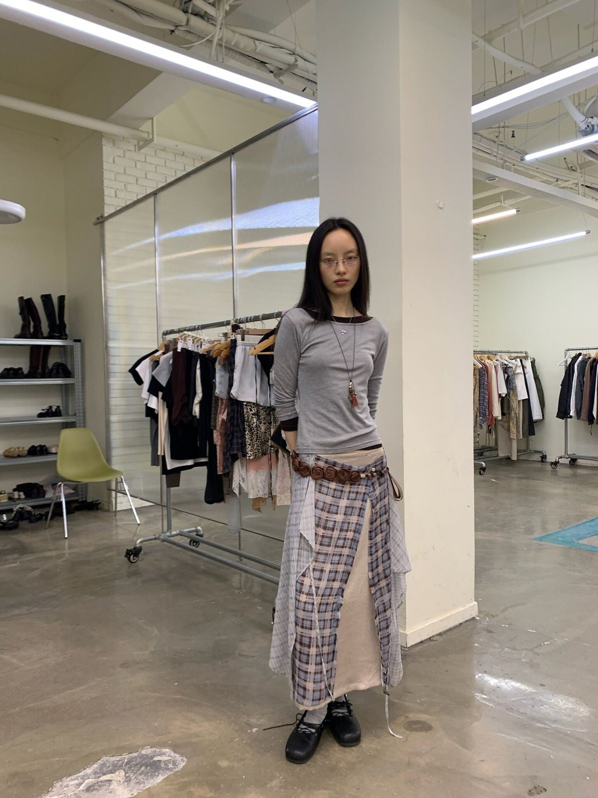 NeverSeez Tencel Wool Blend 3 4 Sleeve Top in Brown - On Model