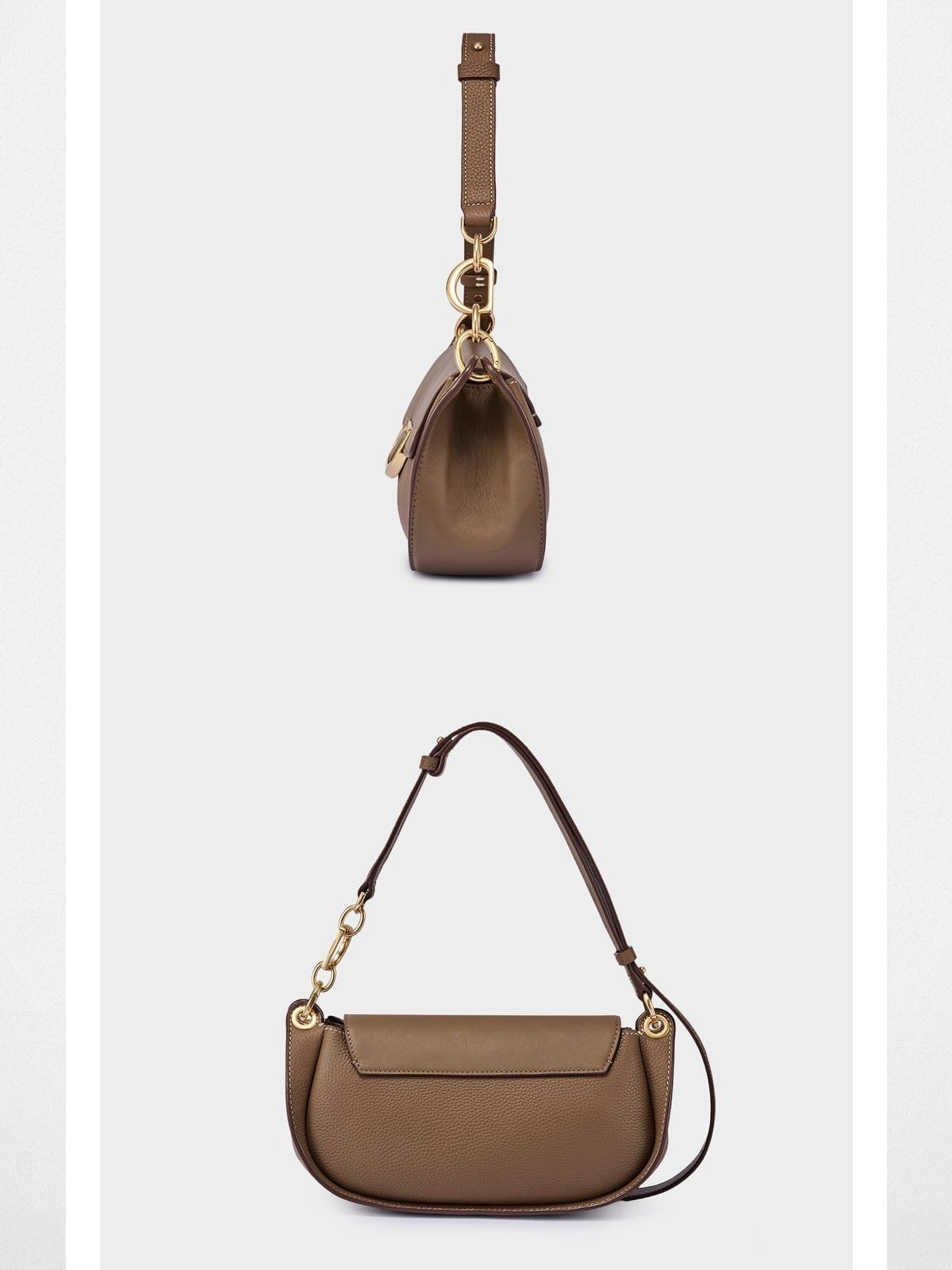 DISSONA Leather Crossbody Saddle Bag in Gray