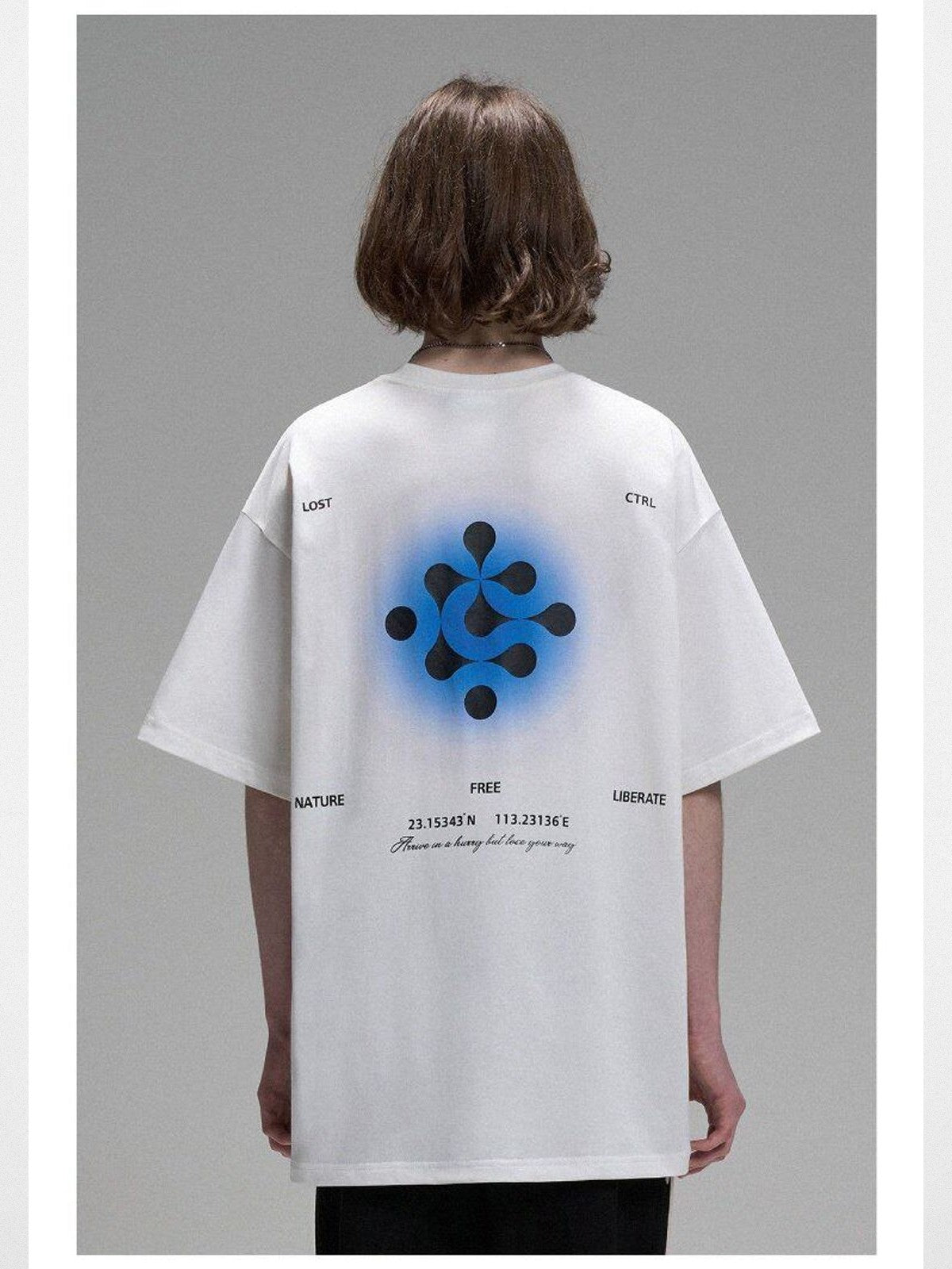 LOSTCTRL Heavyweight Graphic Print T Shirt in White - On Female Model