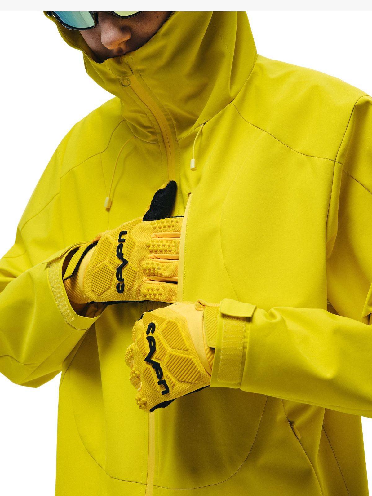 FPA Technical Hooded Hiking Jacket in Yellow - On Model