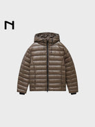NANS Glossy Nylon Hooded Down Puffer in Beige