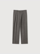 ROYA Double Pleated Wool Linen Trousers in Gray