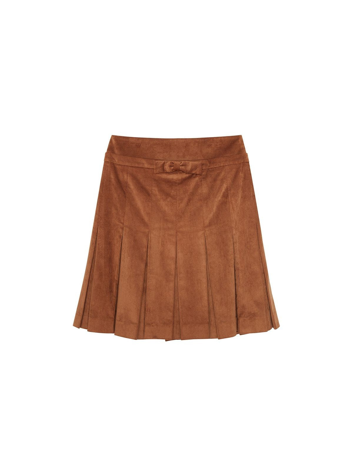 SHUSHUTONG Pleated Skirt with Bow Waist in Beige