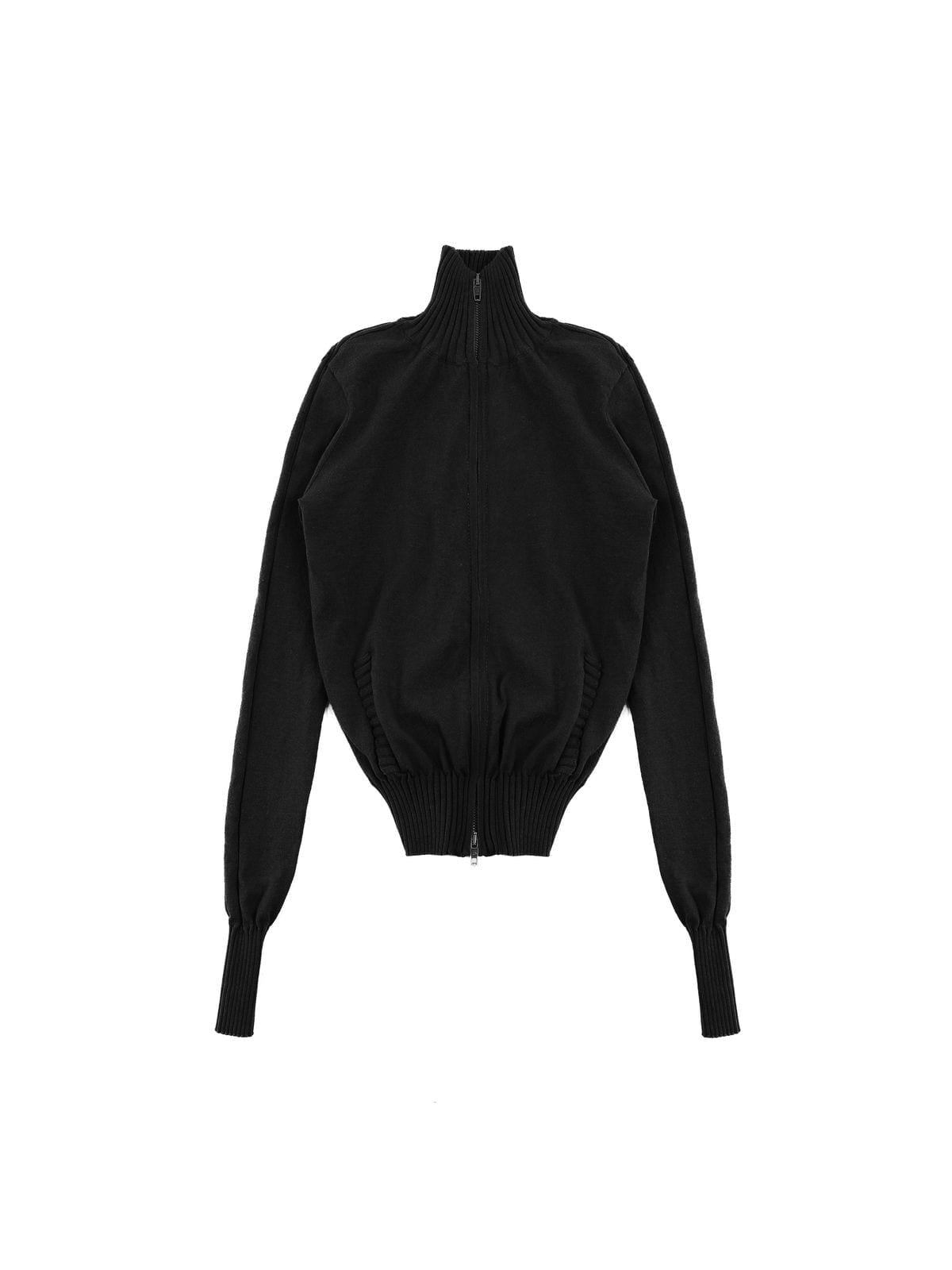 MasonPrince High Neck Cotton Blend Cardigan in Black