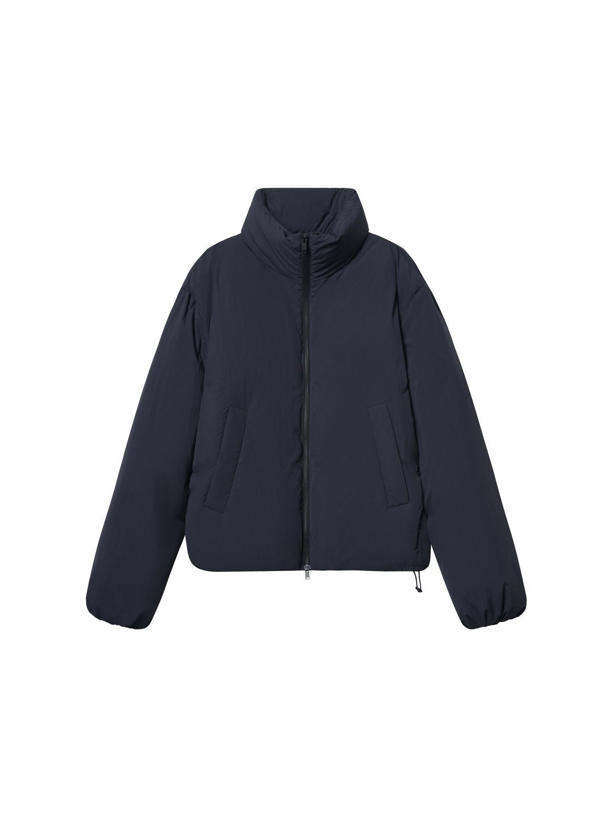 Roolrren Homme Lightweight Stand Collar Down Puffer in Navy Blue