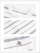 ARISEISM Striped Round Neck Cardigan in White - Detail