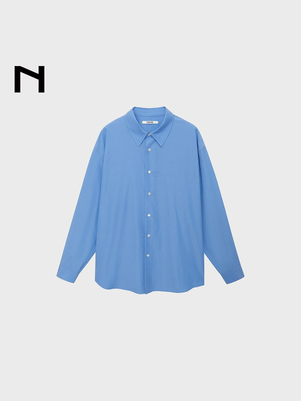 NANS Crinkled Square Collar Shirt in Sky Blue
