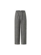 ROYA Elastic Waist Wide Leg Linen Trousers in Gray