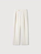 ROYA Pleated Acetate Wool Trousers in White