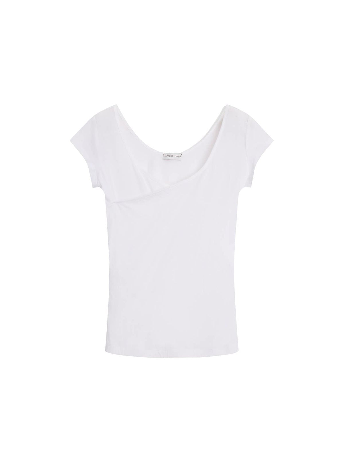 Alright then Sheer Cotton Wrap V Neck Tee in White