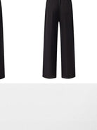 ROYA Wide Leg Wool Blend Trousers in Black