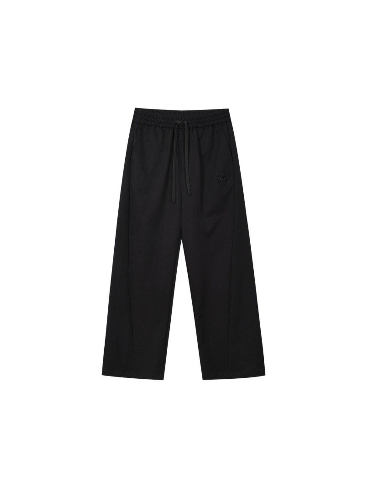 MEDM Spliced Wide Leg Drawstring Pants in Black