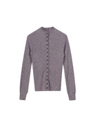 Simple Project High Neck Ribbed Wool Cardigan in Purple