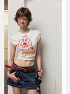 BeerBro Puff Print Puppy Baby Tee in White - On Model