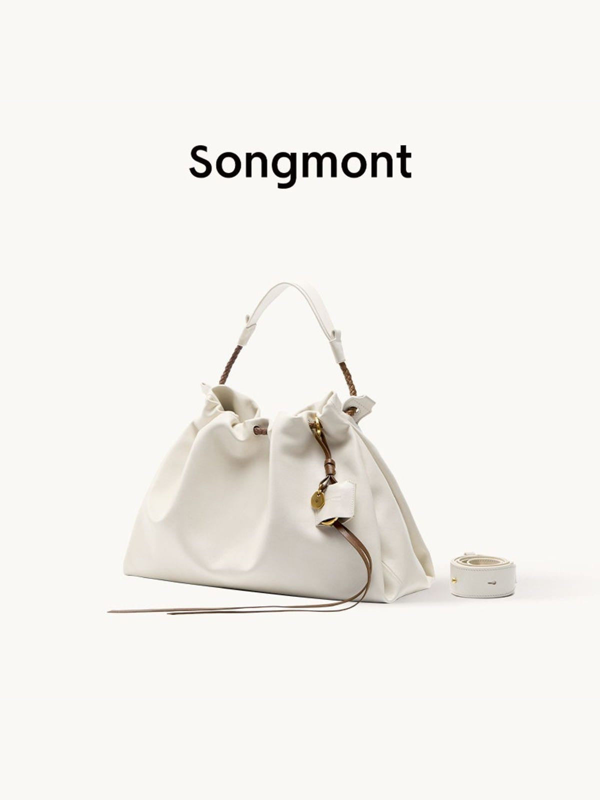 Songmont Slouchy Nappa Leather Tote in White