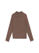 Simple Project Semi Sheer Linen Blend Knit Polo in Brown