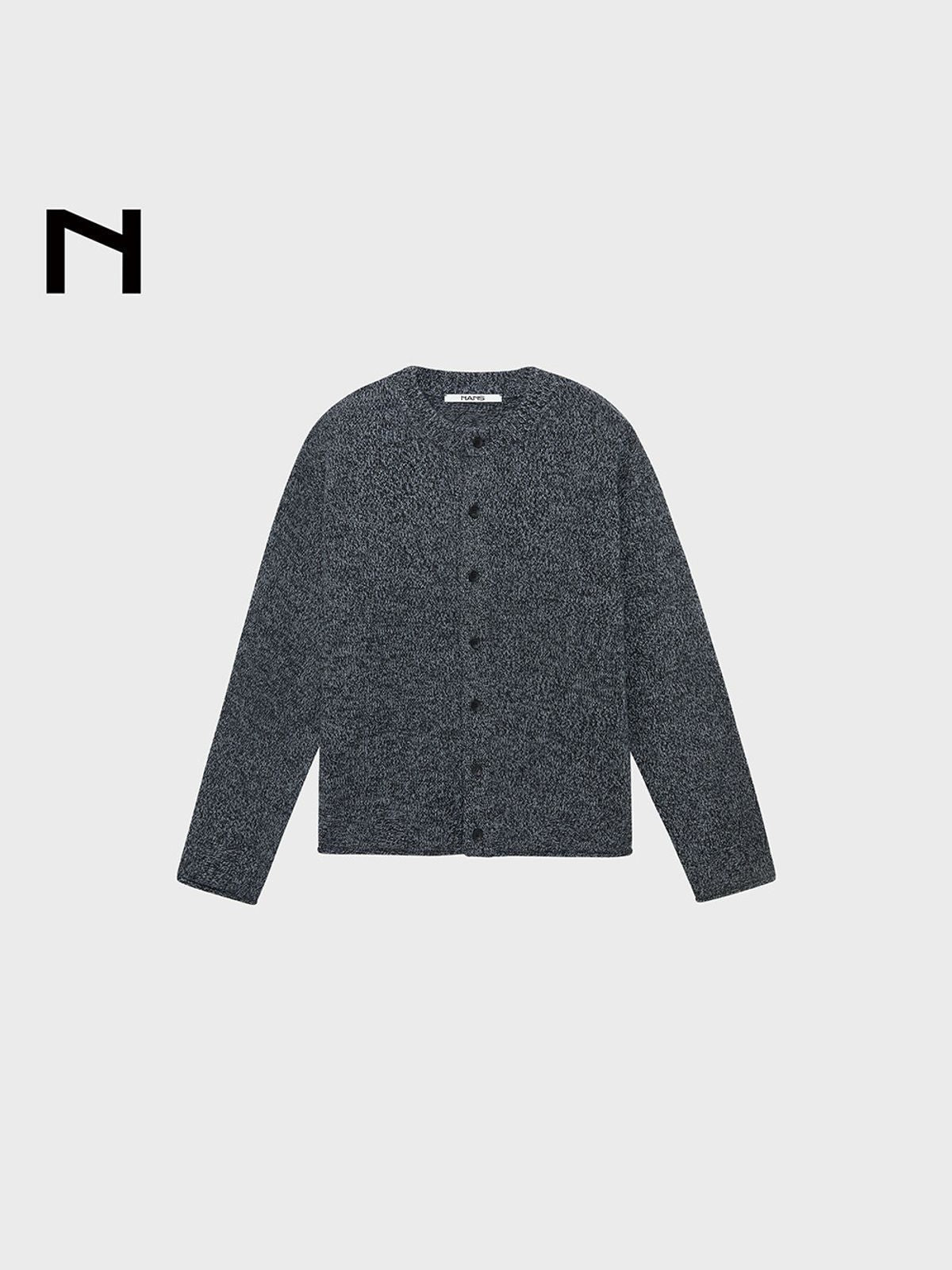 NANS Melange Merino Wool Cardigan in Gray
