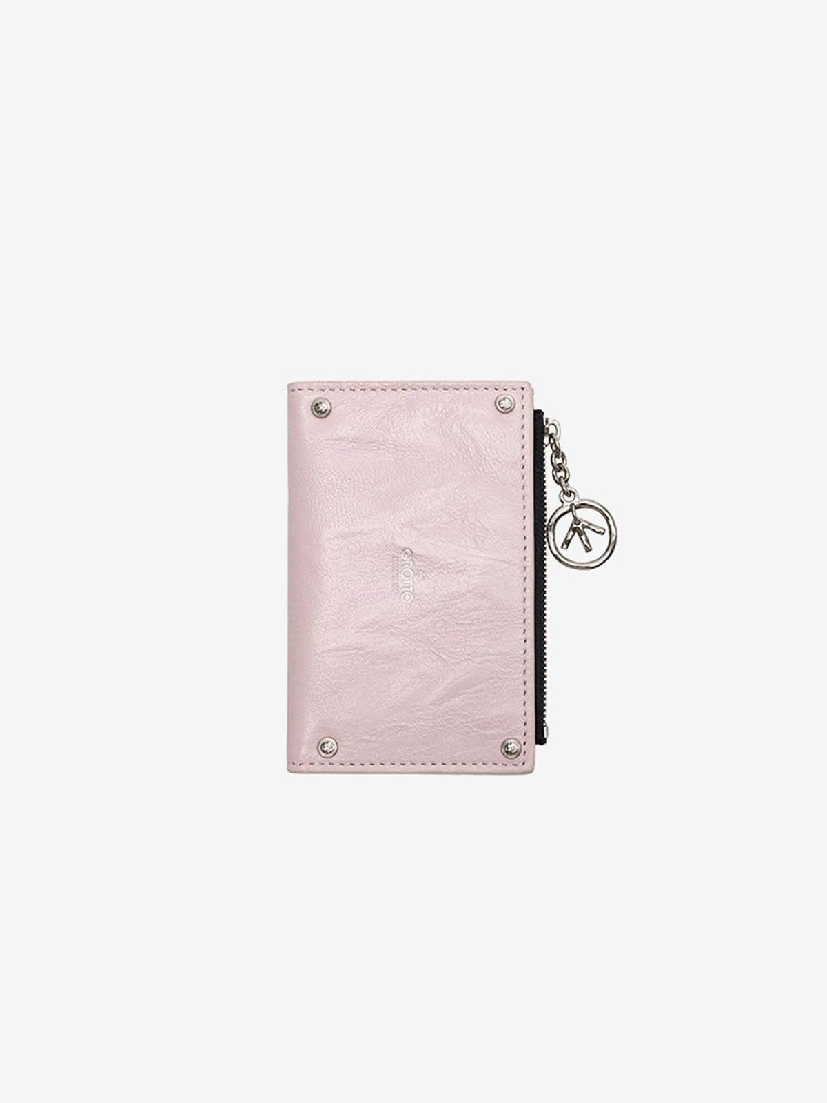 Grotto Vegetable Tanned Sheepskin Card Holder in Pink