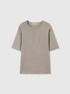 ROYA Rolled Edge Washi Silk Knit T Shirt in Beige