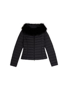 Alright then Slim Faux Fur Down Puffer in Black