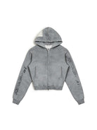 MasonPrince Distressed Graffiti Zip Hoodie in Gray