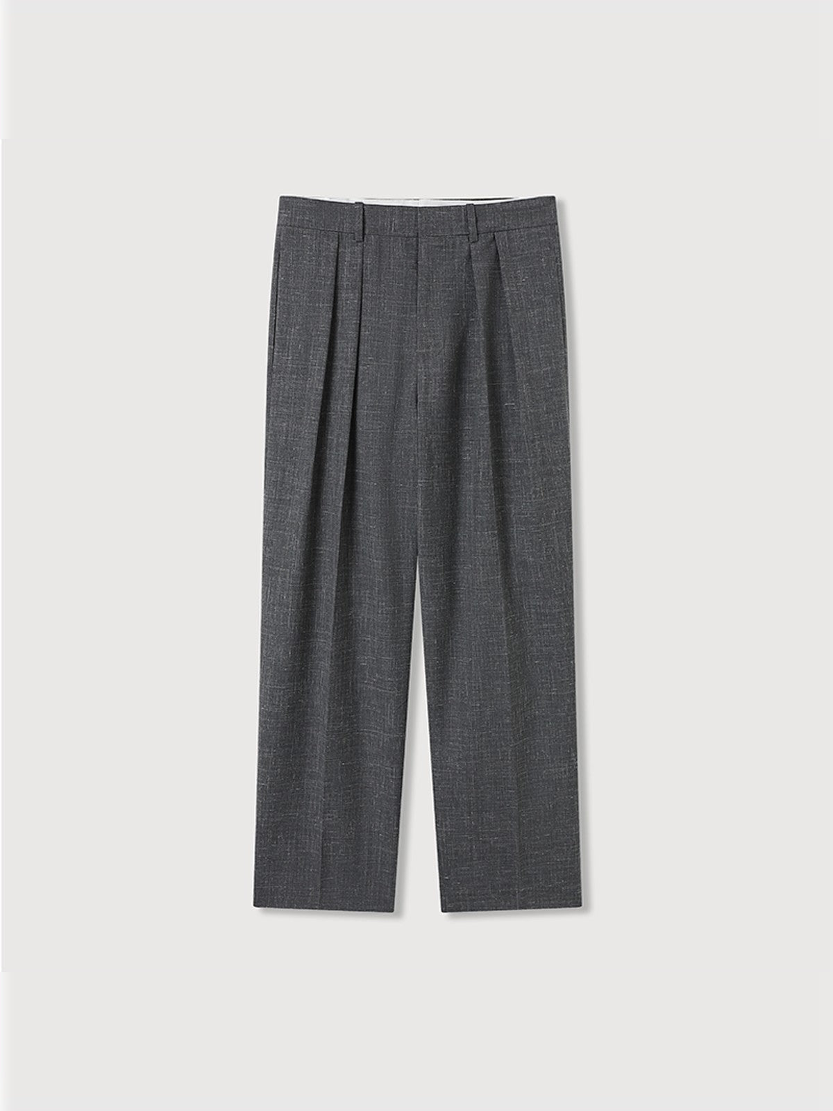 ROYA Double Pleated Wool Linen Trousers in Charcoal