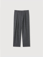 ROYA Double Pleated Wool Linen Trousers in Charcoal