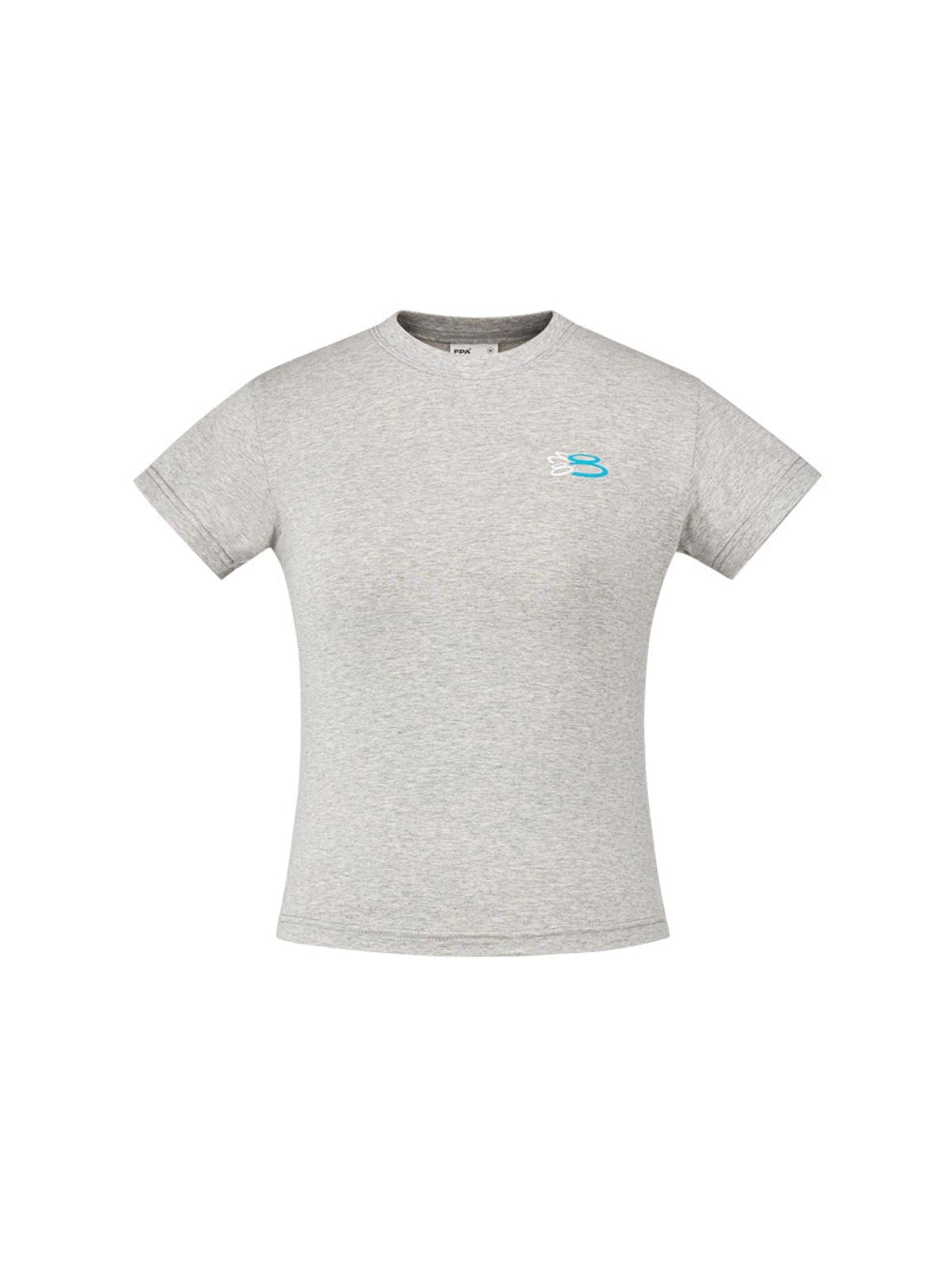 FPA Slim Fit Cropped Logo Tee in Gray