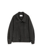 Simple Project High Neck Double Faced Wool Jacket in Gray