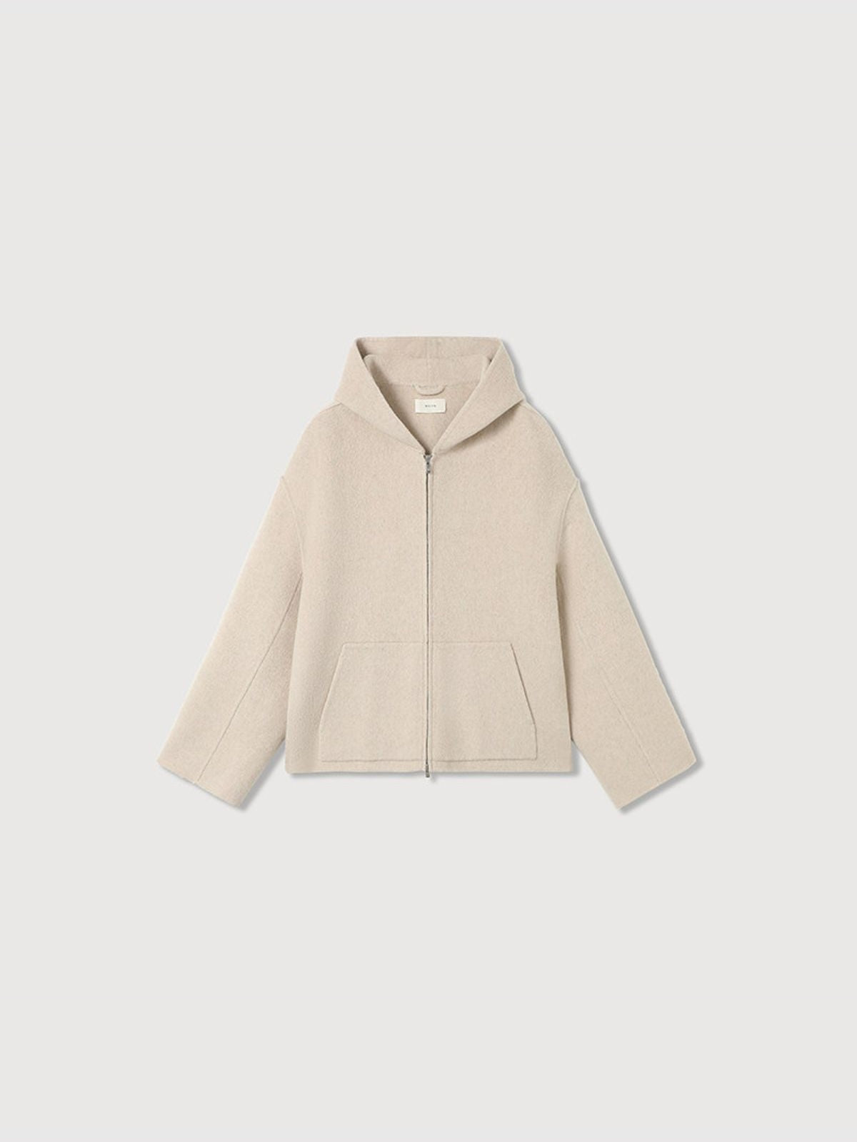 ROYA Cashmere Wool Hooded Short Coat in White