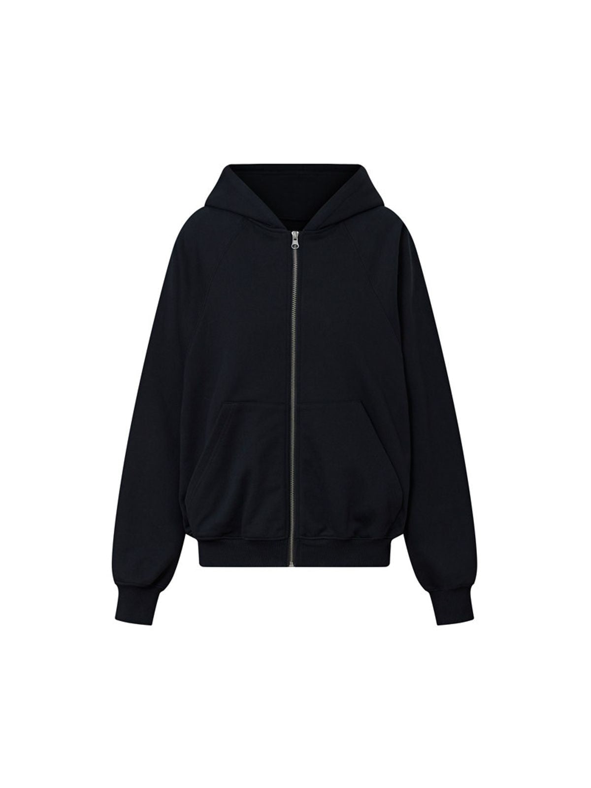 Alright Then Cotton Batwing Zip Up Hoodie in Black