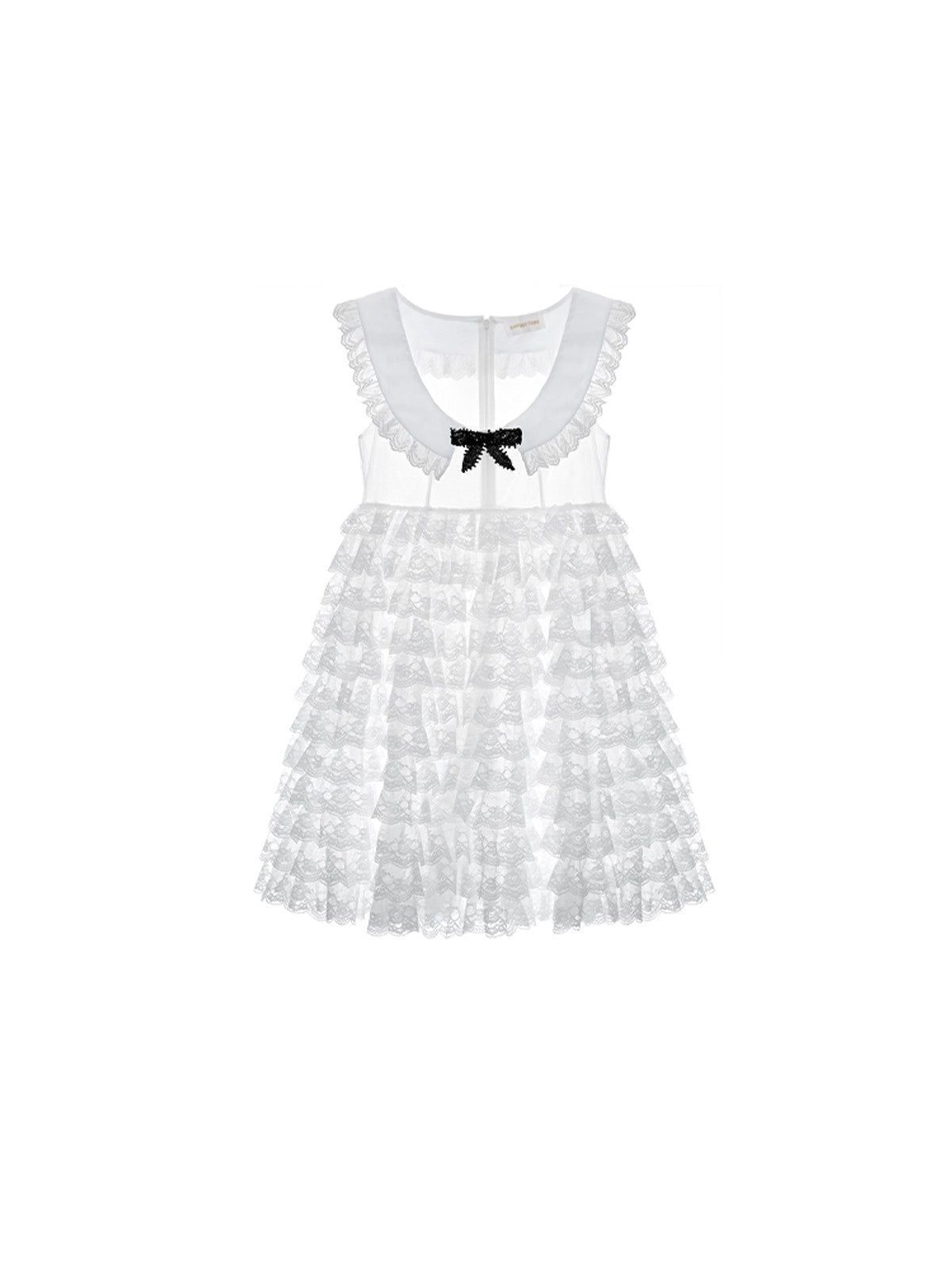 SHUSHUTONG Tiered Lace Babydoll Dress in White