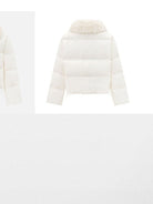 PUKI Cropped Down Puffer with Fur Collar in White