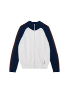 SHUSHUTONG Color Block Wool Zip Cardigan in White