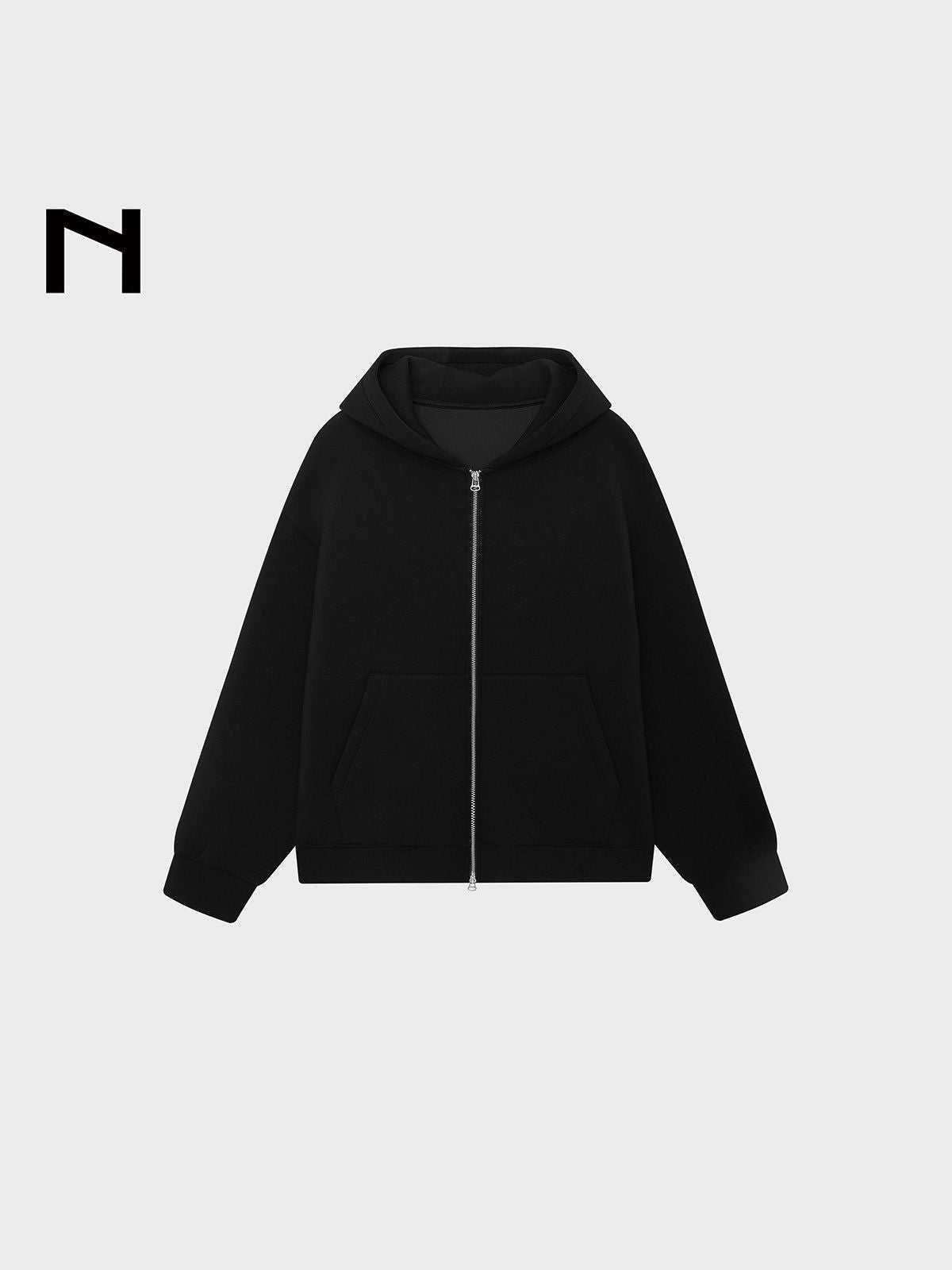 NANS Heavyweight Air Layer Zip Hoodie in Black
