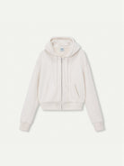 PUKI Cropped Cotton Blend Zip Hoodie in Cream