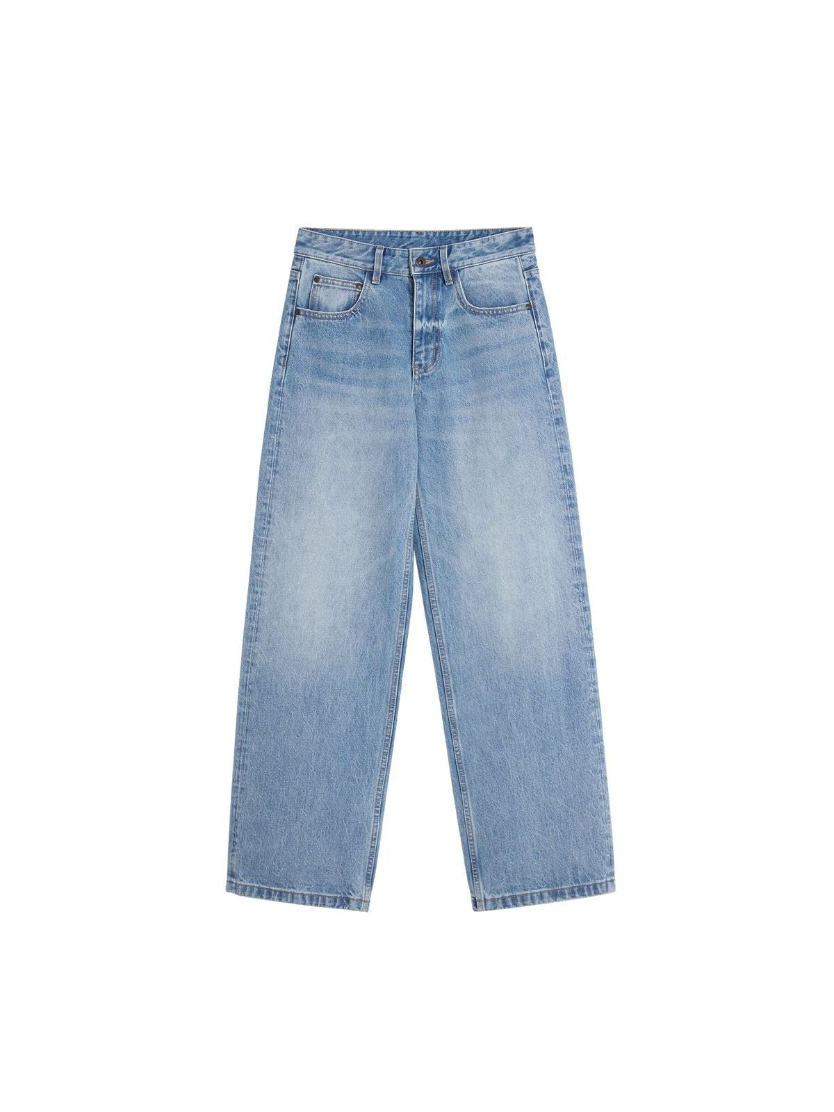 alright then Faded Mid Low Rise Straight Jeans in Blue